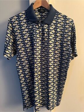JIM THOMPSON FISH PRINT POLO SHIRT MENS MEDIUM
